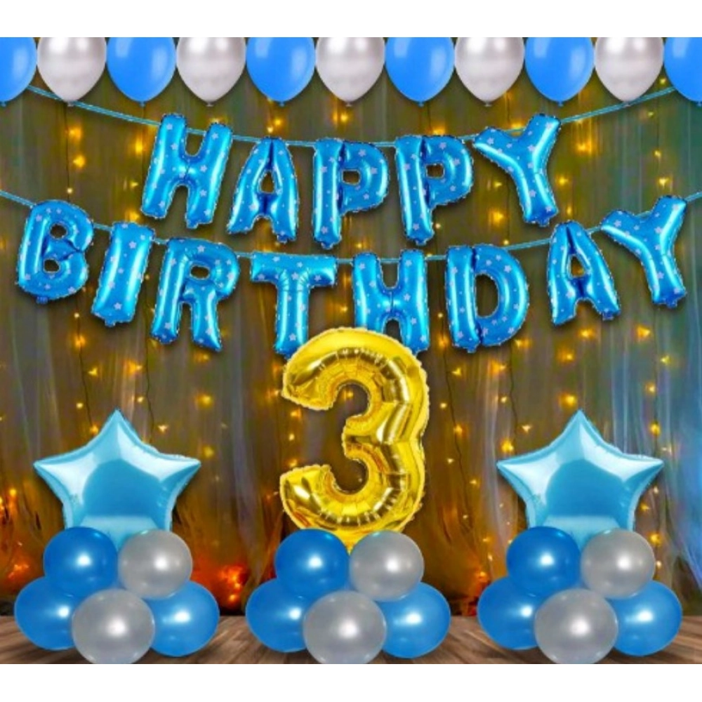 Generic 3Rd Birthday Decoration Items For Boys With Fairy Lights (Multicolor)