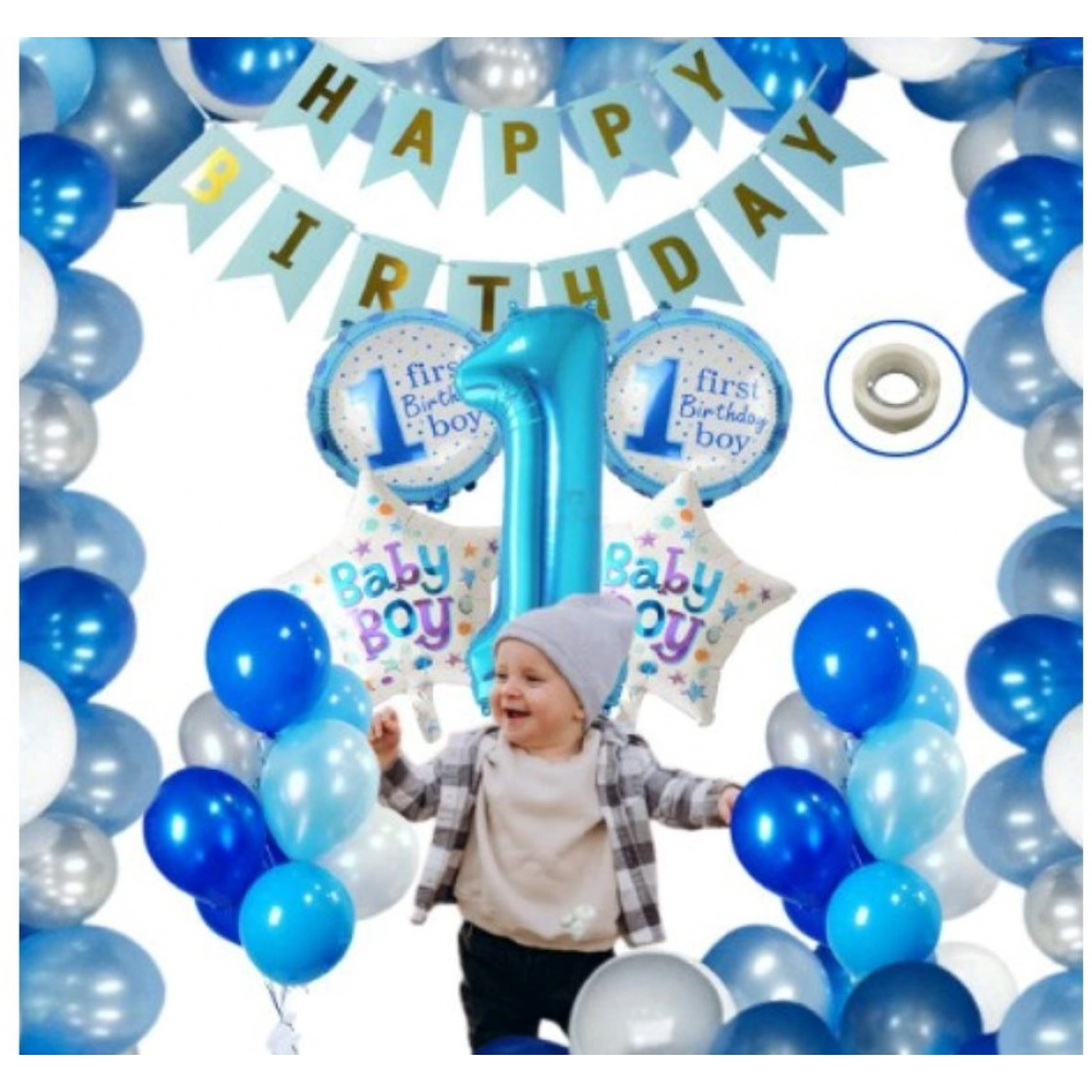 Generic 1St Birthday Baby Boytheme Decorations Kit Combo (Blue)