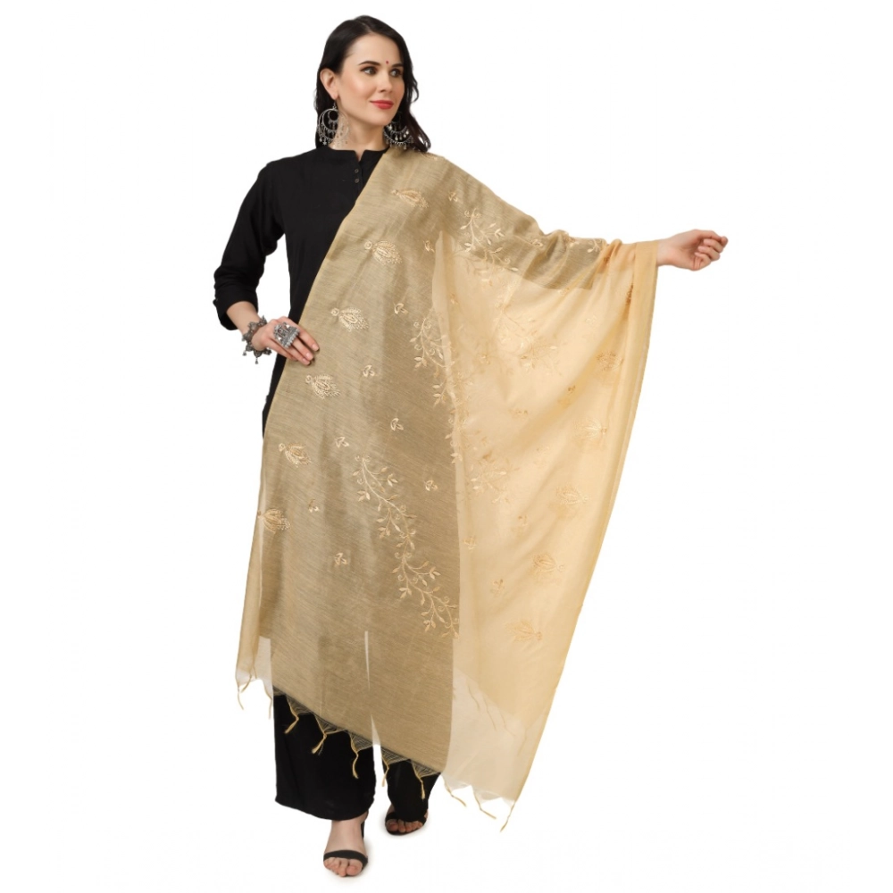Generic Women's Cotton Embroidered Dupatta (Gold, Length:Â 2.25 to 2.50 Mtr)