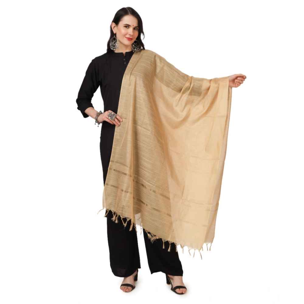 Generic Women's Chanderi Solid Dupatta (Gold, Length:Â 2.25 to 2.50 Mtr)