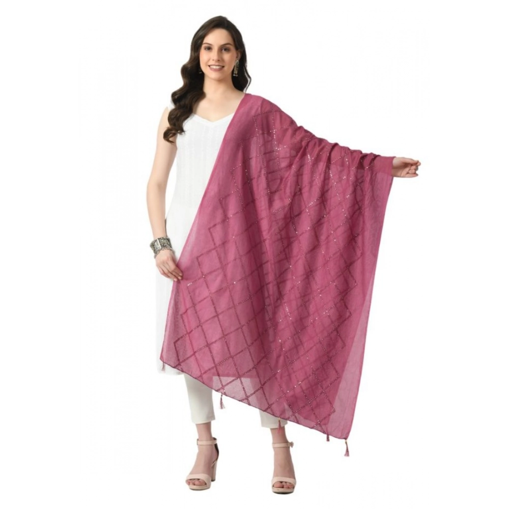 Generic Women's Chanderi Self Design Dupatta (Levender, Length:Â Free Size)