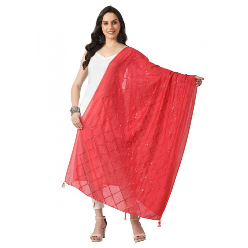 Generic Women's Chanderi Self Design Dupatta (Rani, Length:Â Free Size)