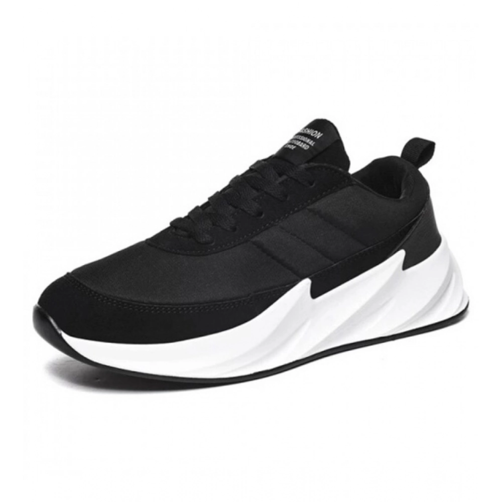Generic Men's Casual Synthetic Lace-ups Casual Shoes (Black)