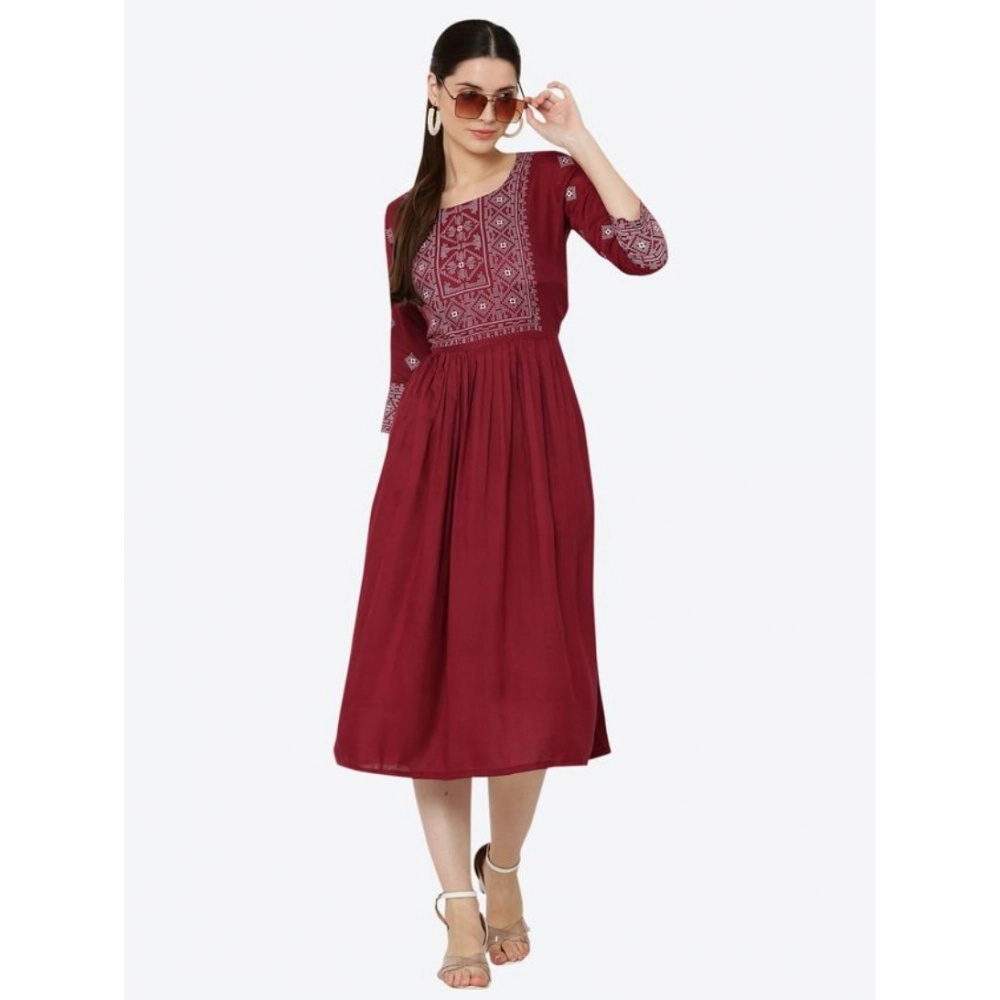 PID-63368-Women-s-Casual-Rayon-3-4th-Sleeves-Dress-Maroon-1-1000x1000-1.webp