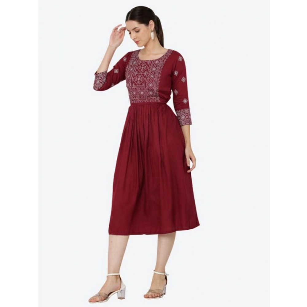 PID-63368-Women-s-Casual-Rayon-3-4th-Sleeves-Dress-Maroon-1-1000x1000-1.webp