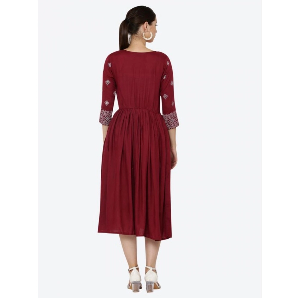PID-63368-Women-s-Casual-Rayon-3-4th-Sleeves-Dress-Maroon-1-1000x1000-1.webp