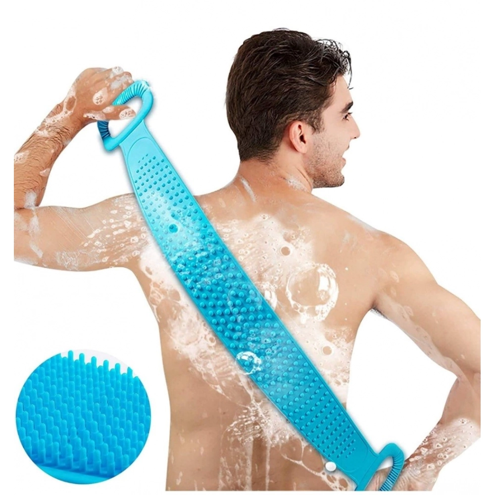 Generic Pack Of 2_Silicone Bath Scrubber Belt – Dual-Sided Exfoliating Body Cleaning Strap (Color: Assorted )