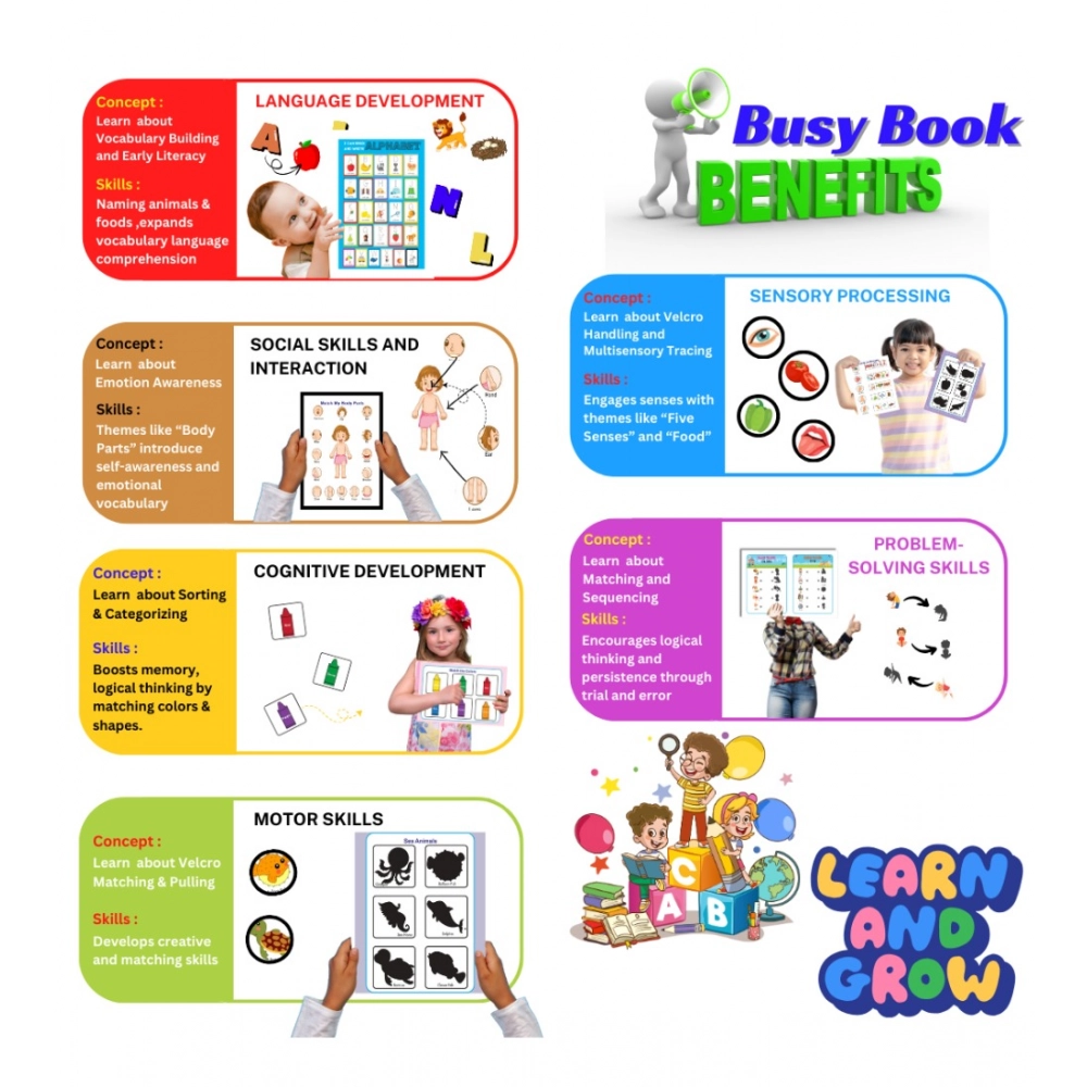 Generic Montessori Busy Book Benefits– Complete Early Learning Activity Book (2–4 Years, Multicolor)