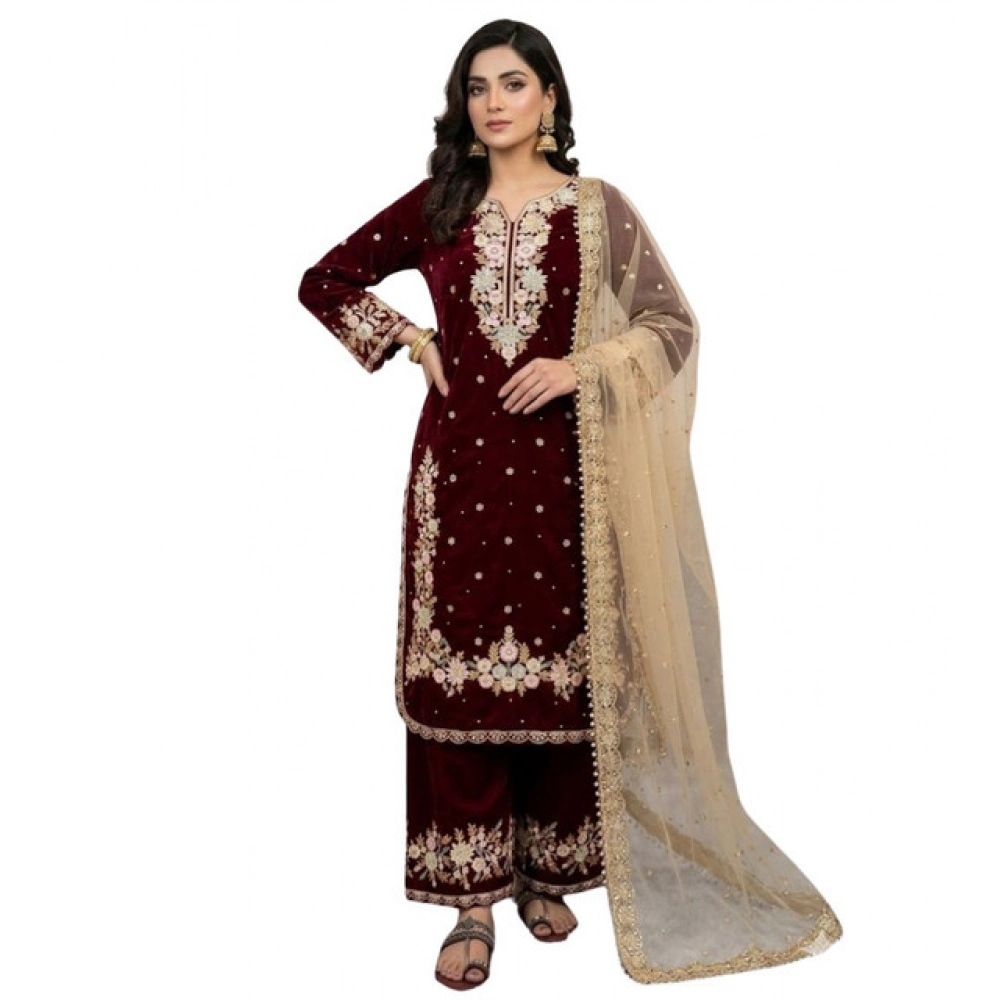 PID-66493-Women-s-Silk-Embroidered-3-4th-Sleeve-Round-Kurti-With-Palazzo-and-Dupatta-Set-Maroon-1-1000x1000-1.webp